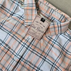 Old Ranch Light Flannel Shirt Womens Coral Plaid Button up Western Barn Small‎
